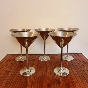 Stainless Steel Martini Glasses - Set of  Five